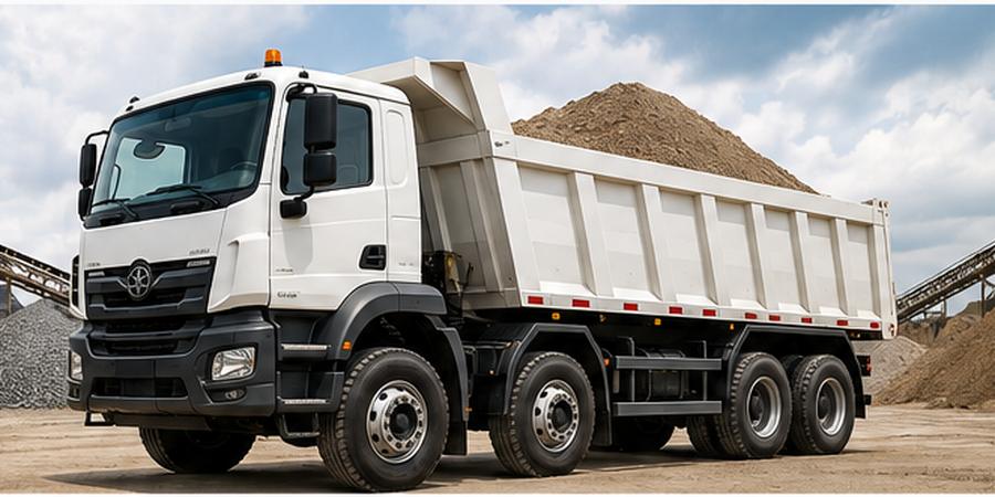 Camion benne chargé de gravier sur un site de chantier